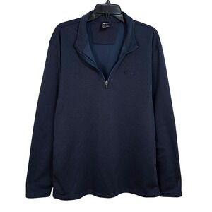 Oakley Quarter Zip Performance Pullover Mens XXL Navy Blue Long Sleeve Mock Neck